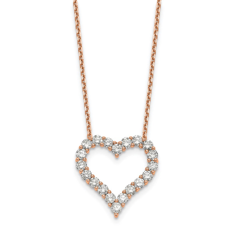 18 Inch 14k Rose Gold Heart Pendant with Chain Necklace