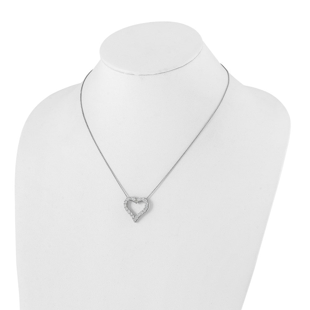 14k White Gold Real Diamond Heart 18 inch Necklace