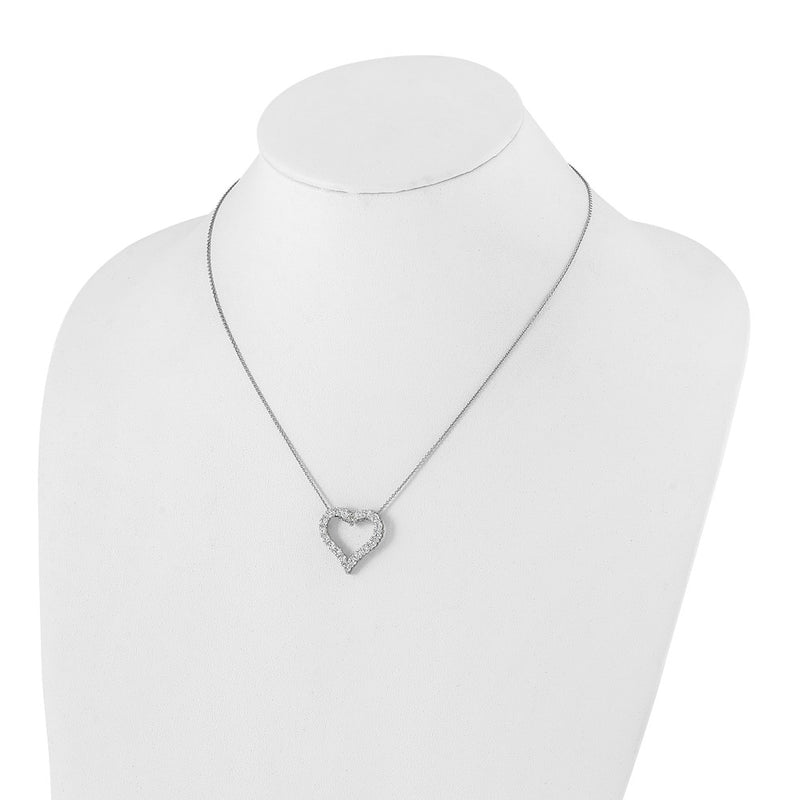 14k White Gold Real Diamond Heart 18 inch Necklace