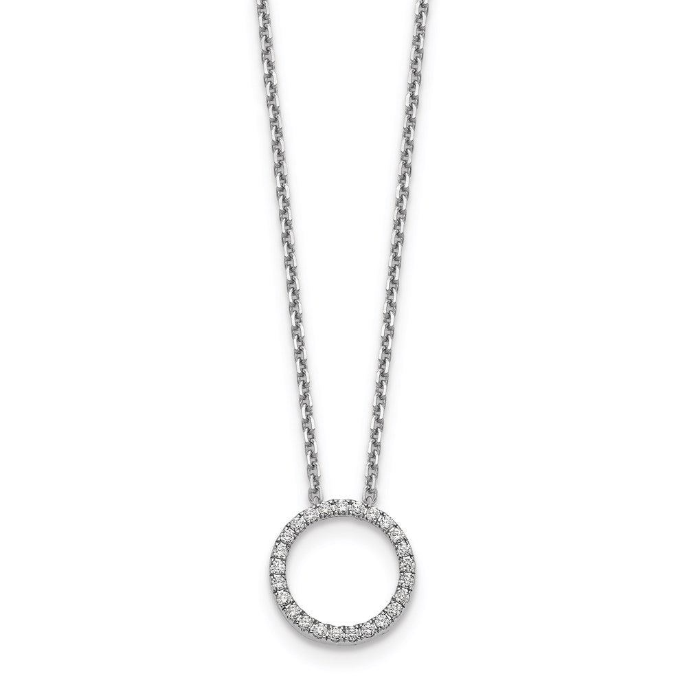 14k white gold real diamond circle 18 inch necklace pm1002 025 waa