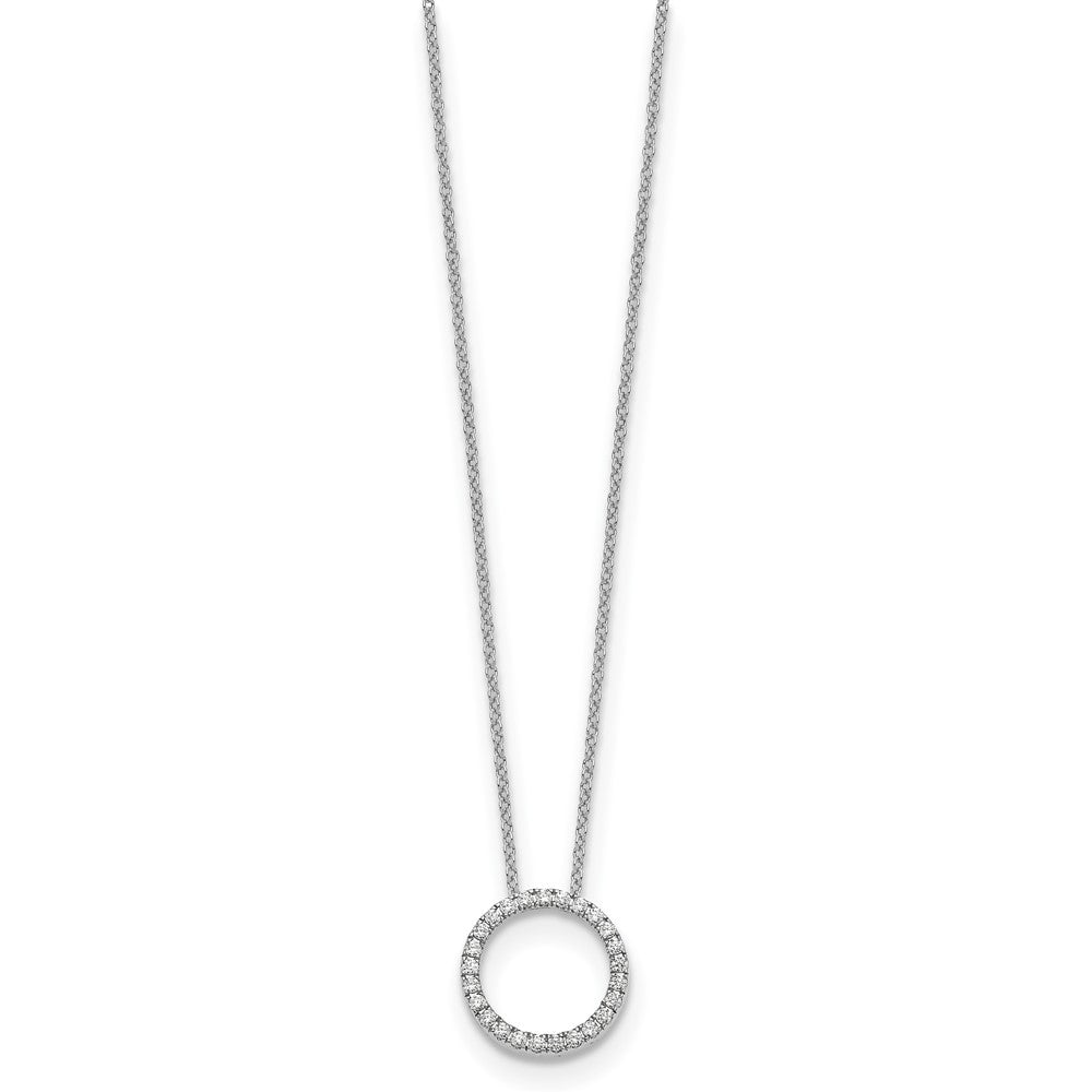 14k White Gold Real Diamond Circle 18 inch Necklace