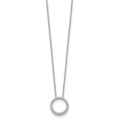 14k White Gold Real Diamond Circle 18 inch Necklace