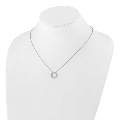 14k White Gold Real Diamond Circle 18 inch Necklace