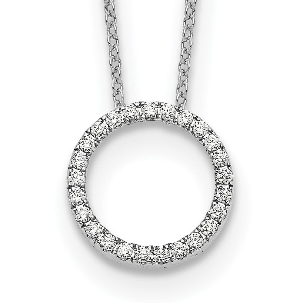 14k White Gold Real Diamond Circle 18 inch Necklace