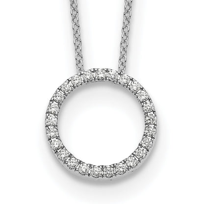 14k White Gold Real Diamond Circle 18 inch Necklace