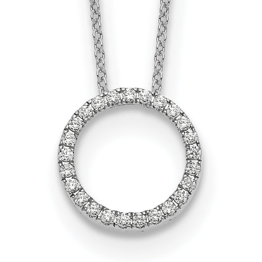 14k White Gold Real Diamond Circle 18 inch Necklace