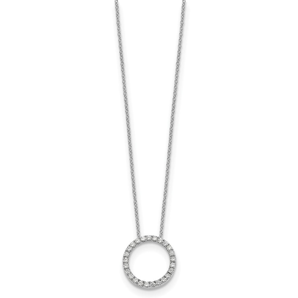 14k White Gold Real Diamond Circle 18 inch Necklace