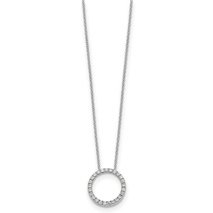 14k White Gold Real Diamond Circle 18 inch Necklace