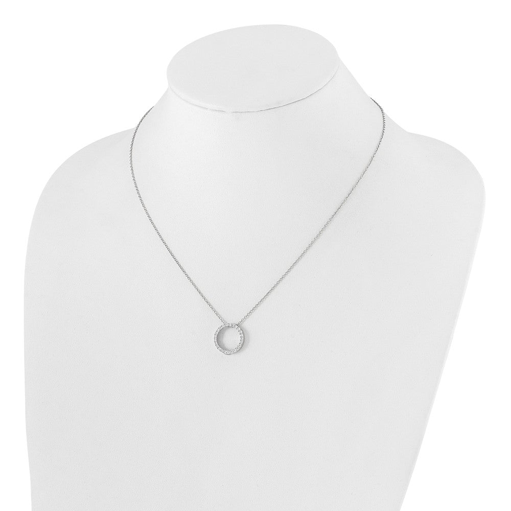 14k White Gold Real Diamond Circle 18 inch Necklace