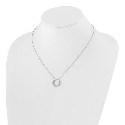 14k White Gold Real Diamond Circle 18 inch Necklace