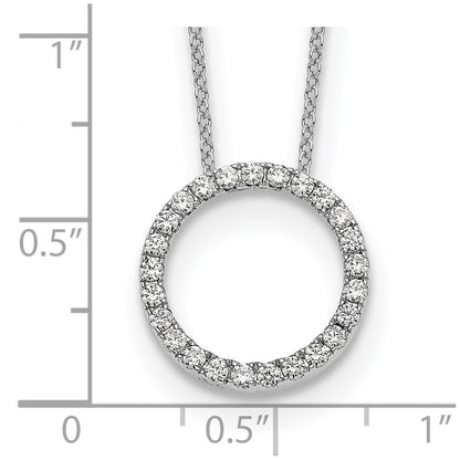 14k White Gold Real Diamond Circle 18 inch Necklace