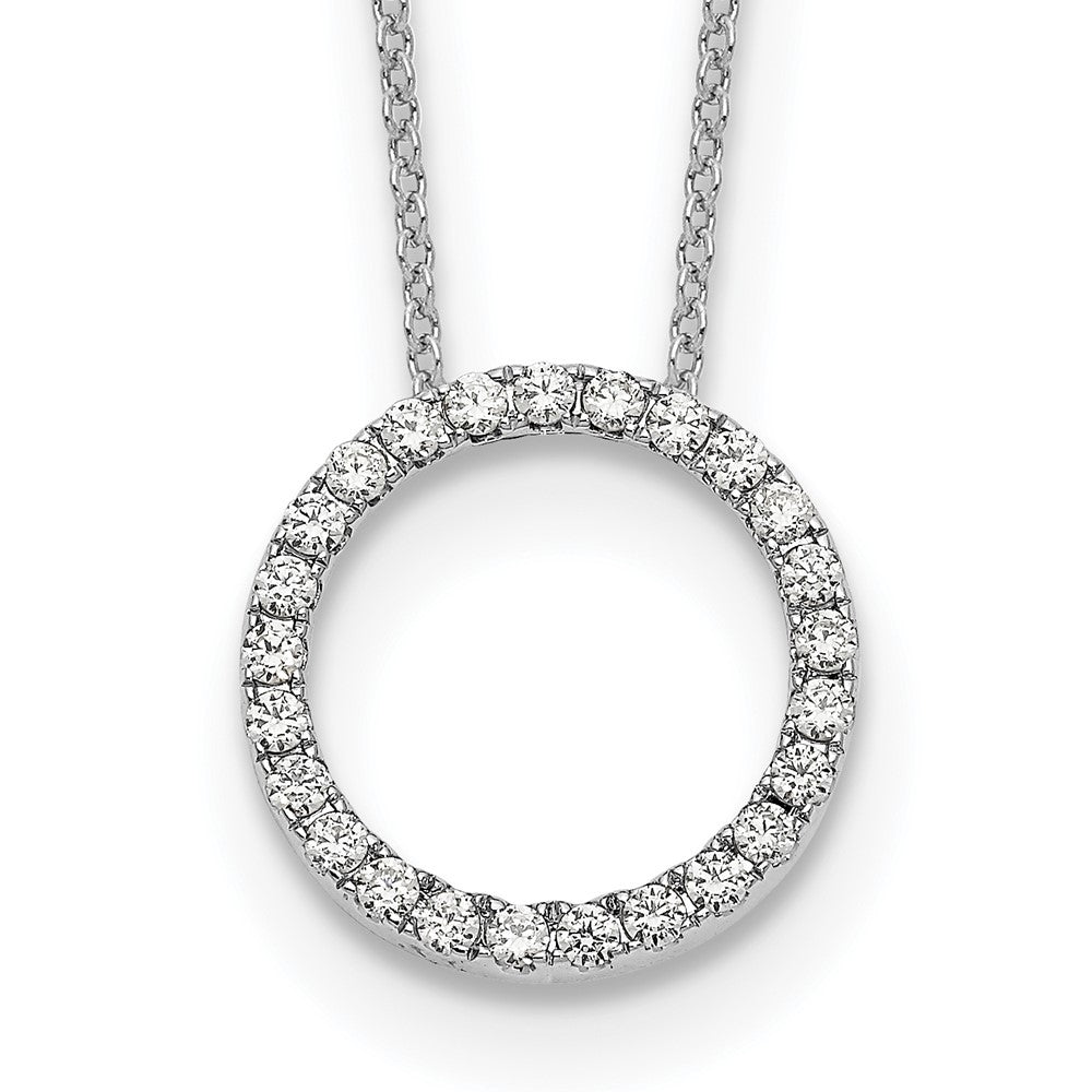 14k White Gold Real Diamond Circle 18 inch Necklace