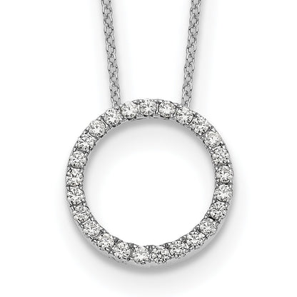 14k White Gold Real Diamond Circle 18 inch Necklace