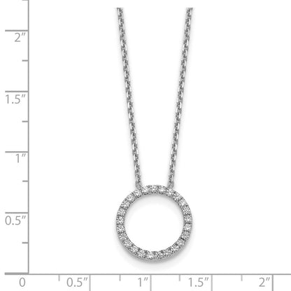14k white gold real diamond circle 18 inch necklace pm1002 050 wa
