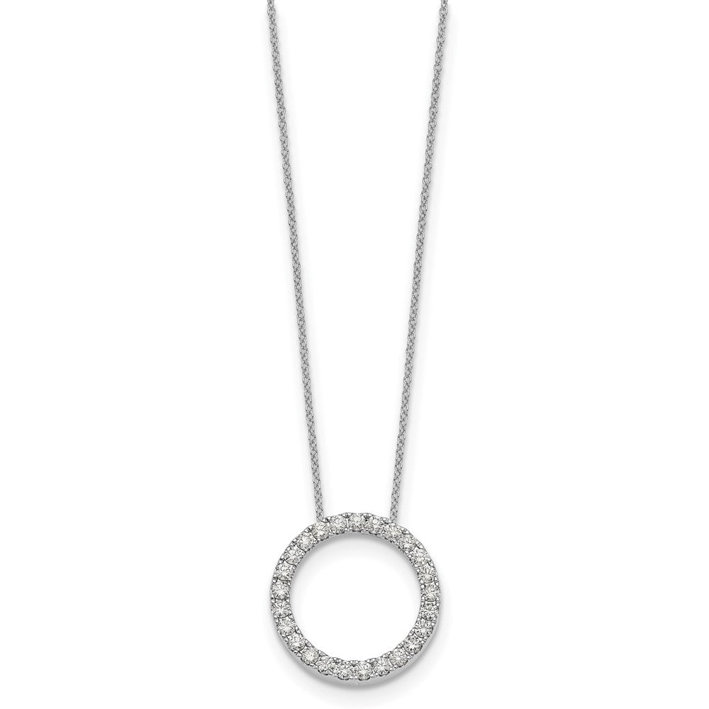 14k White Gold Real Diamond Circle 18 inch Necklace