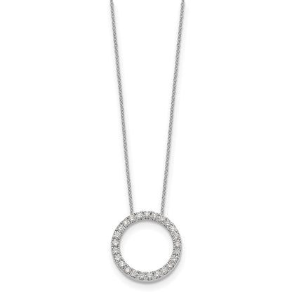 14k White Gold Real Diamond Circle 18 inch Necklace