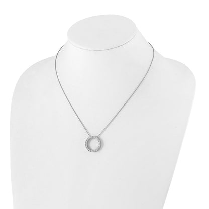 14k White Gold Real Diamond Circle 18 inch Necklace