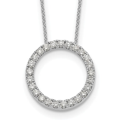 14k White Gold Real Diamond Circle 18 inch Necklace
