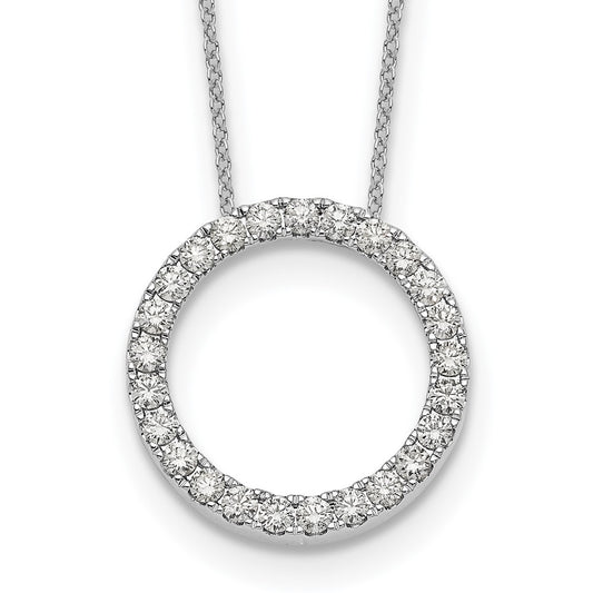 14k White Gold Real Diamond Circle 18 inch Necklace