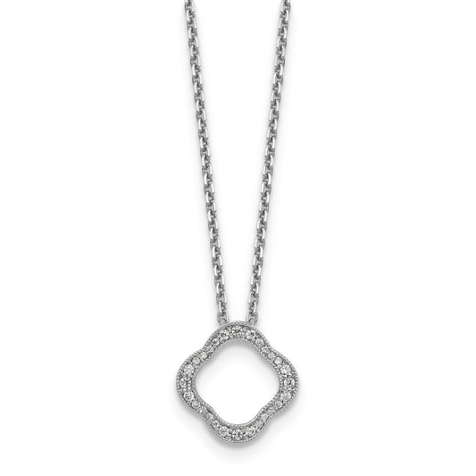 14k white goldtrue origin lab grown real diamond vs si d e f quatrefoil floral necklace pm1003 015 wld