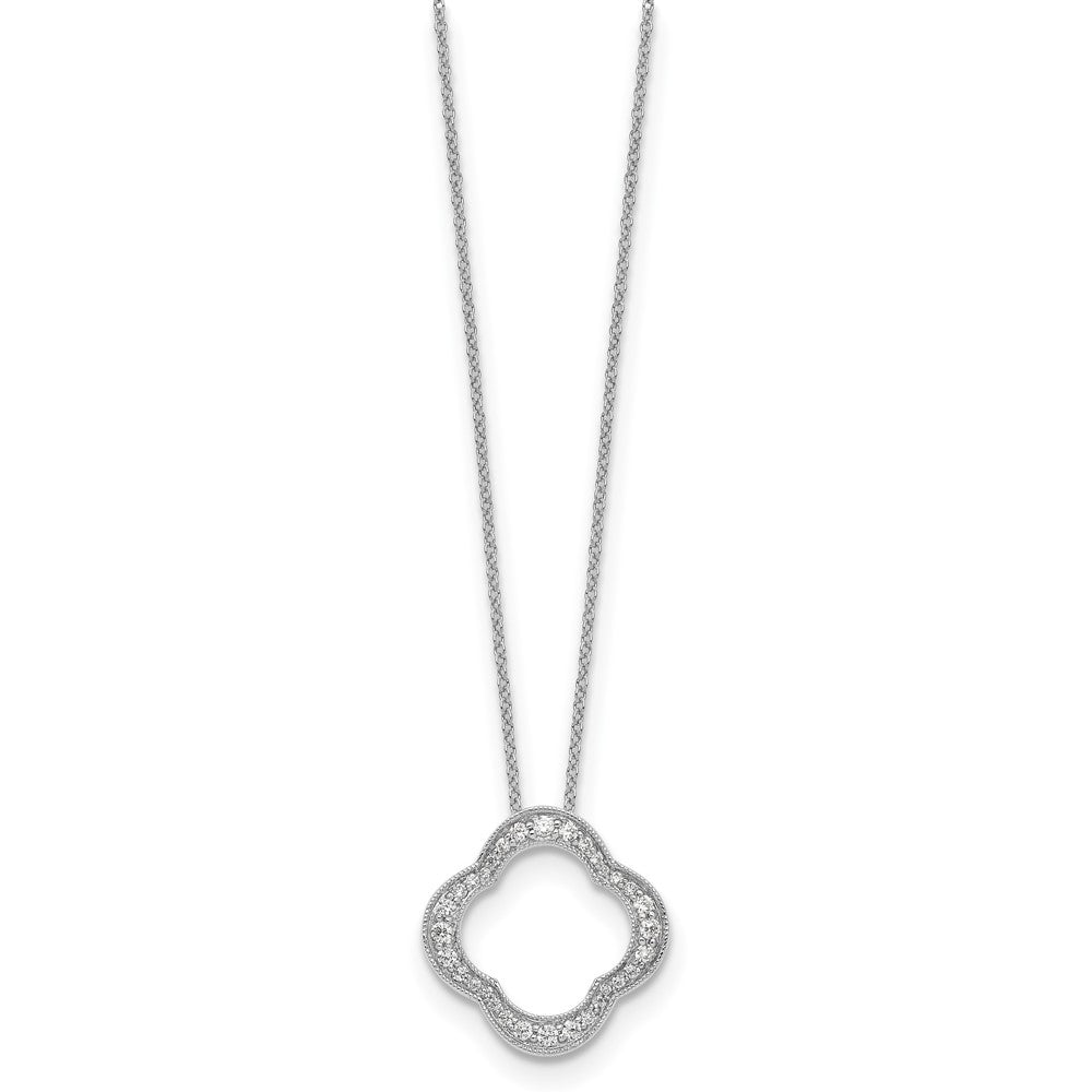 14k White Gold Real Diamond Quatrefoil Pendant