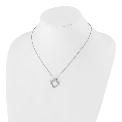 14k White Gold Real Diamond Quatrefoil Pendant