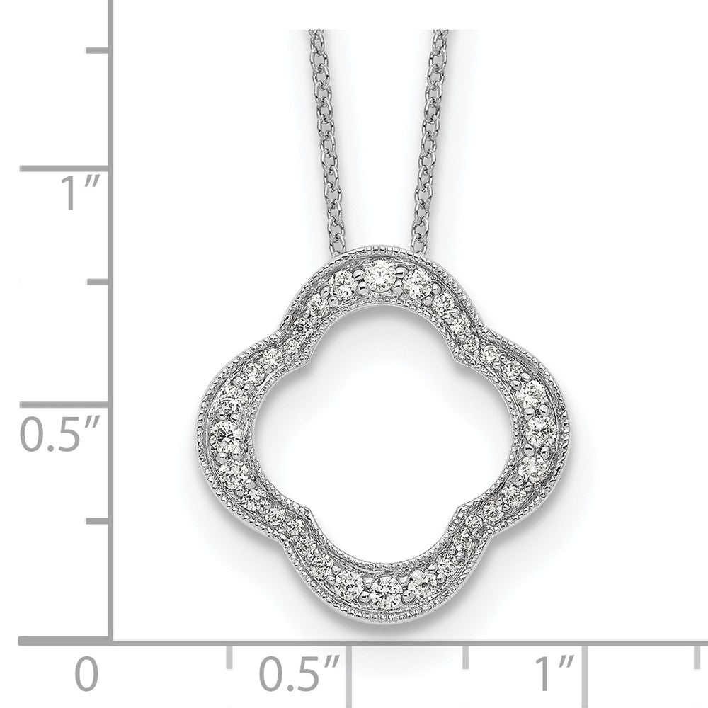 14k White Gold Real Diamond Quatrefoil Pendant