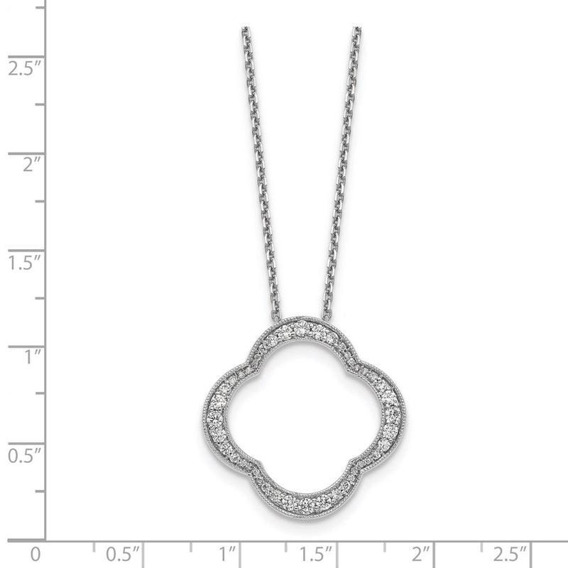 18 Inch 14k White Gold Quatrefoil Pendant w/ Chain Necklace