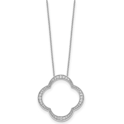 14k White Gold Real Diamond Quatrefoil Pendant