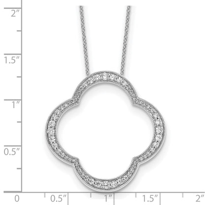 14k White Gold Real Diamond Quatrefoil Pendant