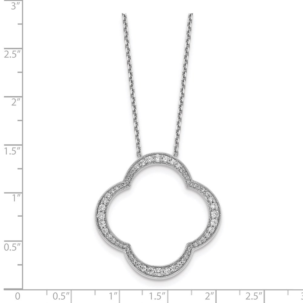 18 Inch 14k White Gold Quatrefoil Pendant w/ Chain Necklace
