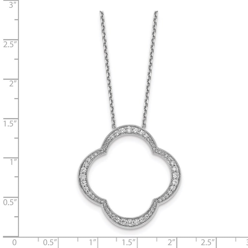 18 Inch 14k White Gold Quatrefoil Pendant w/ Chain Necklace