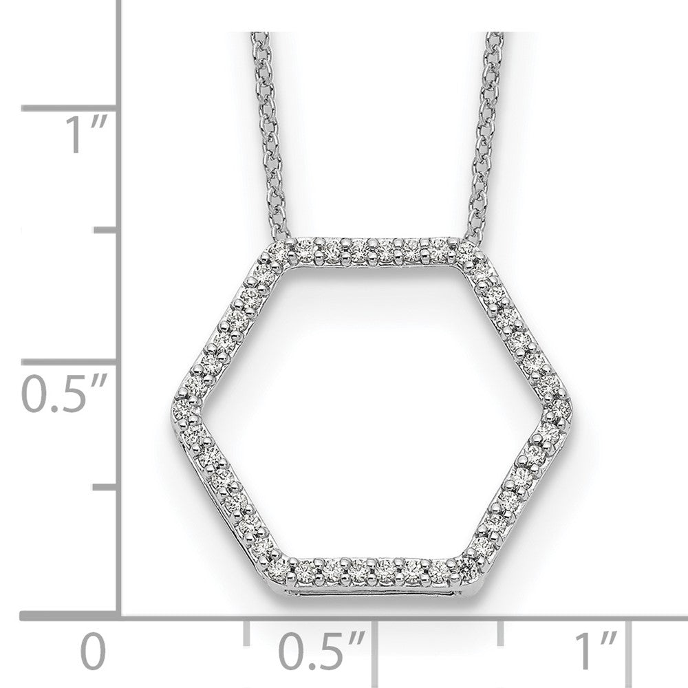 14k White Gold Real Diamond Hexagon Chain Slide 18 inch Necklace