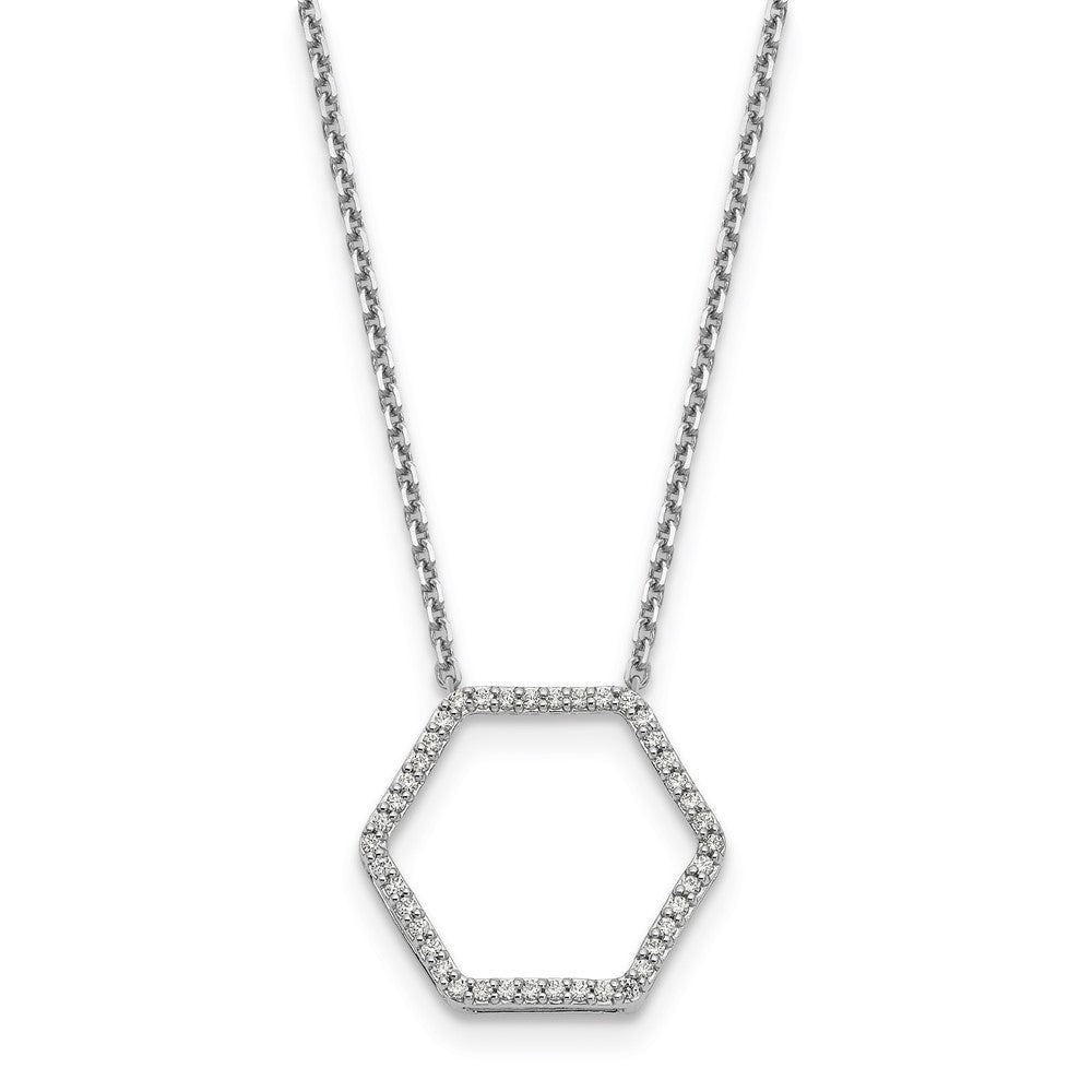 14k white goldtrue origin lab grown real diamond vs si d e f hexagon pendant necklace pm1004 025 wld
