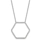 14k White Gold Real Diamond Fancy Hexagon Chain Slide Necklace