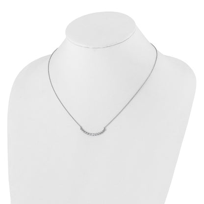 14k White Gold Real Diamond Curved Bar Necklace