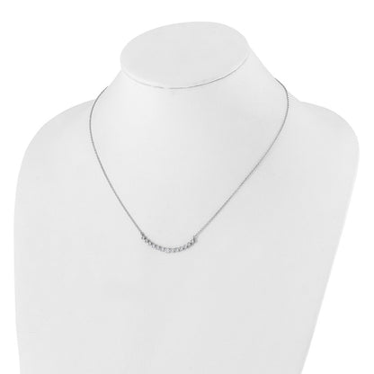 14k White Gold Real Diamond Curved Bar Necklace