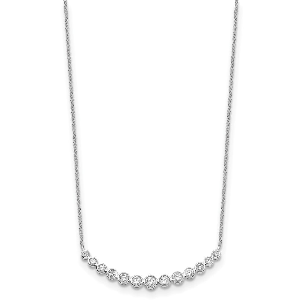14k White Gold Real Diamond Curved Bar Necklace