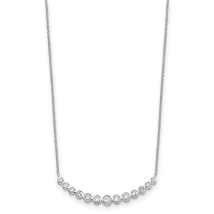 14k White Gold Real Diamond Curved Bar Necklace