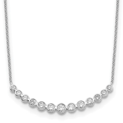 14k White Gold Real Diamond Curved Bar Necklace