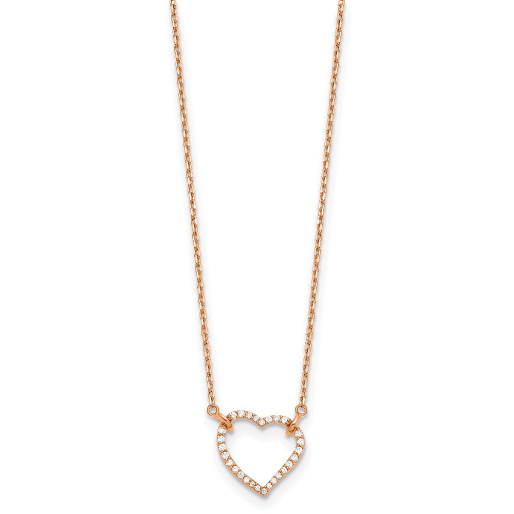 14k Rose Gold Real Diamond Heart Necklace