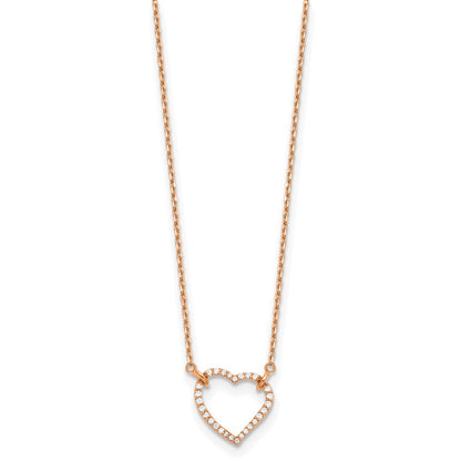 14k Rose Gold Real Diamond Heart Necklace
