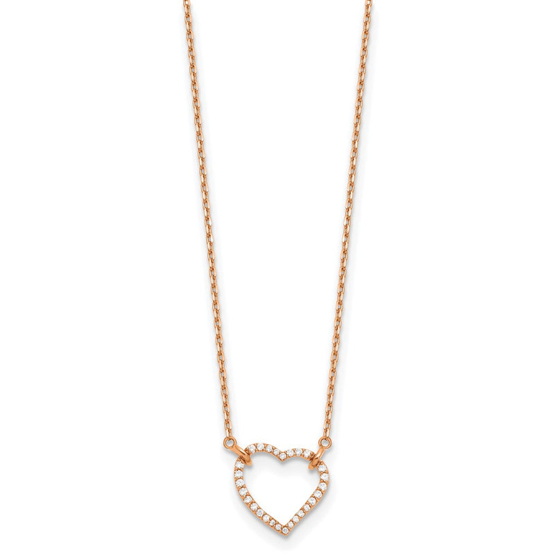 14k Rose Gold Real Diamond Heart Necklace