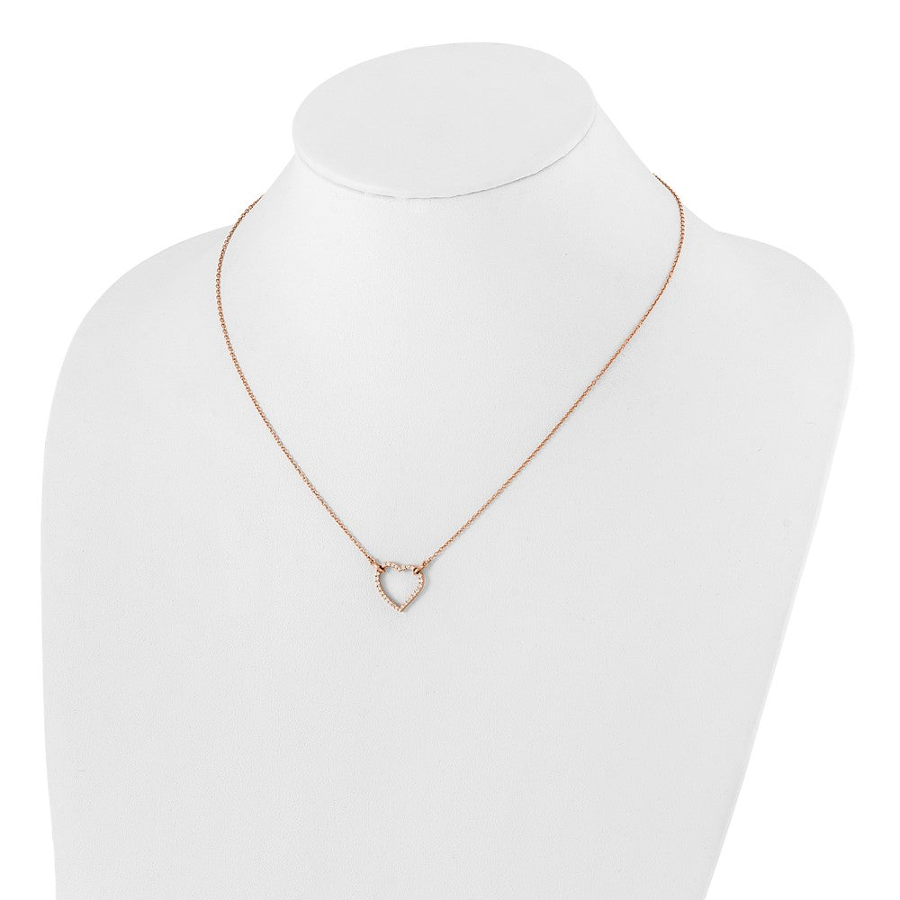14k Rose Gold Real Diamond Heart Necklace