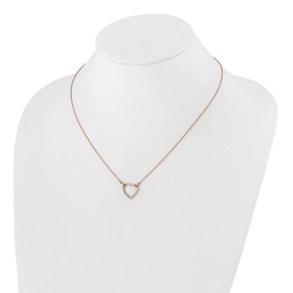 14k Rose Gold Real Diamond Heart Necklace