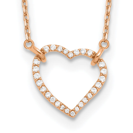 14k Rose Gold Real Diamond Heart Necklace