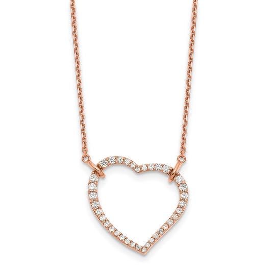 14k rose gold true origin lab grown real diamond vs si d e f heart pendant necklace pm1006 070 rld 18