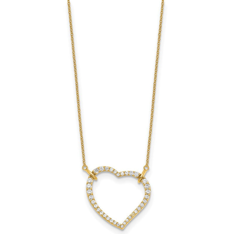 14K Yellow Gold Real Diamond Heart Pendant Necklace