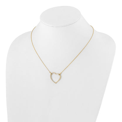 14K Yellow Gold Real Diamond Heart Pendant Necklace