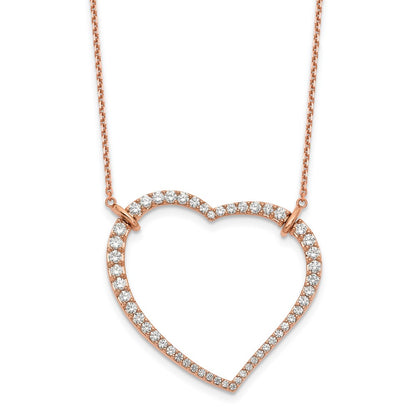 18 Inch 14k Rose Gold Heart Pendant with Chain Necklace